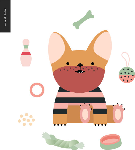 卡通法国斗牛犬图片下载