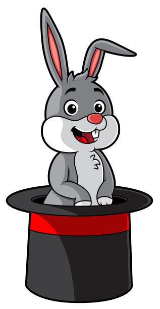 卡通兔子戴着魔术师的帽子图片下载