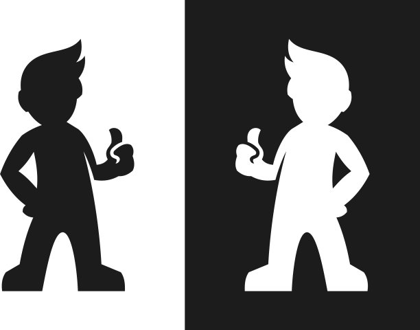 男人轮廓与拇指向上的图标图片下载