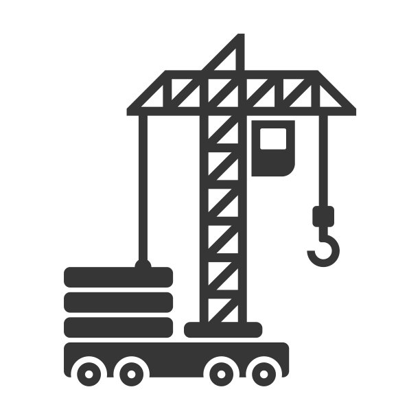 白色背景上的建筑施工起重机图标图片下载