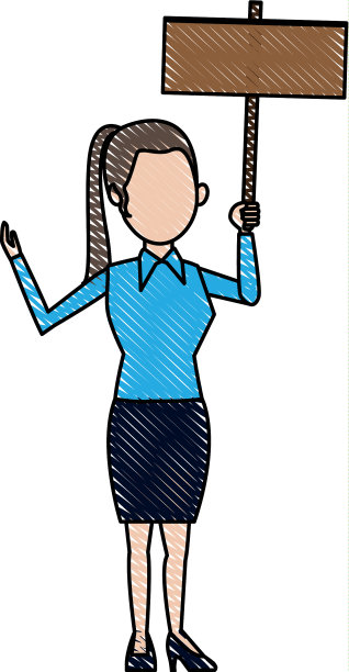 卡通女人拿着空白的竞选形象图片下载