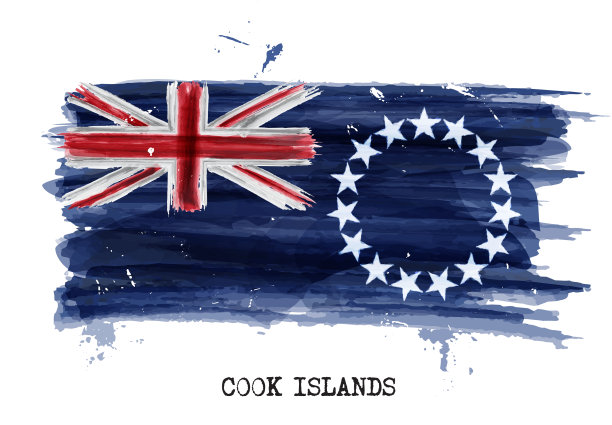 库克群岛的水彩画旗帜图片下载