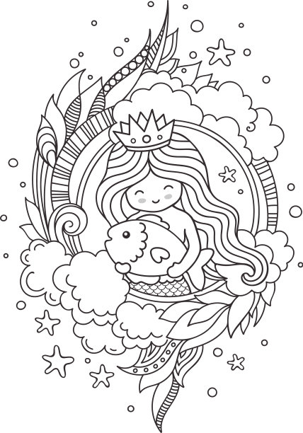 小美人鱼公主的肖像大大的拥抱着图片下载