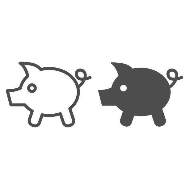 猪线和字形农场图标图片下载