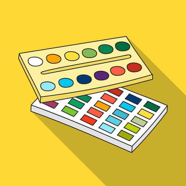 水彩画图标在平面风格孤立上图片下载