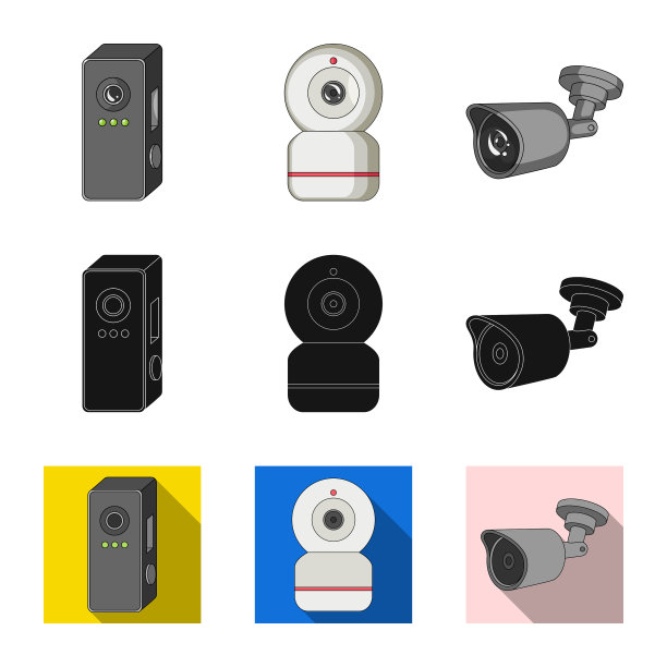 闭路电视和摄像机符号的孤立对象图片下载