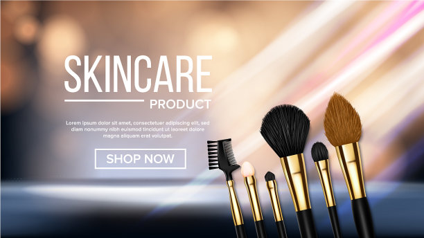 化妆刷彩妆横幅化妆美容工具图片下载