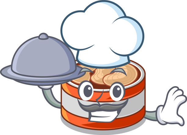 厨师与食物罐头金枪鱼卡通形状图片下载