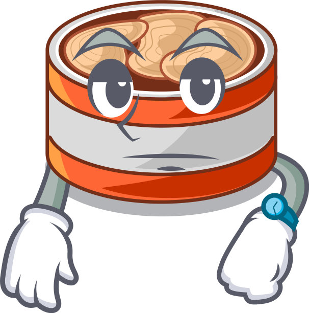 在卡通厨房橱柜里等待金枪鱼罐头图片下载