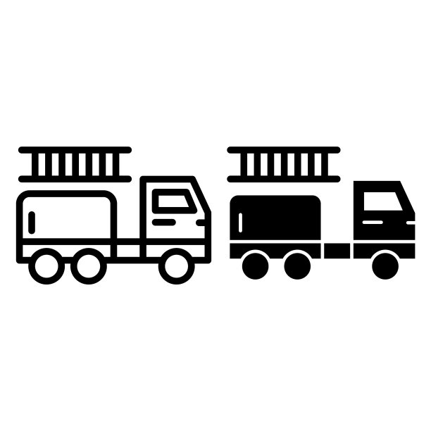 消防车线和字形图标消防车图片下载