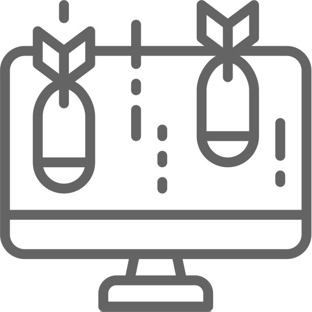 带有病毒的电脑线性图标图片下载