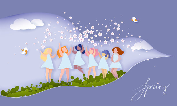 祝三八妇女节剪纸卡快乐图片下载