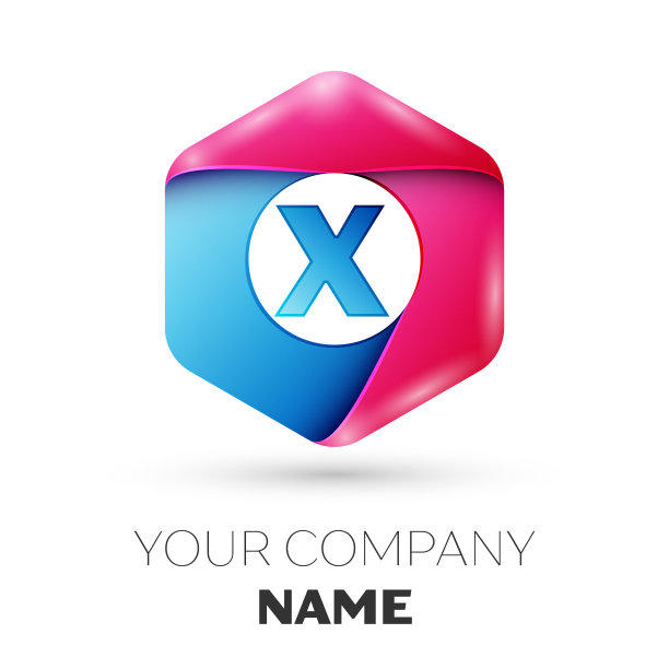 现实的字母x在彩色六角形图片下载