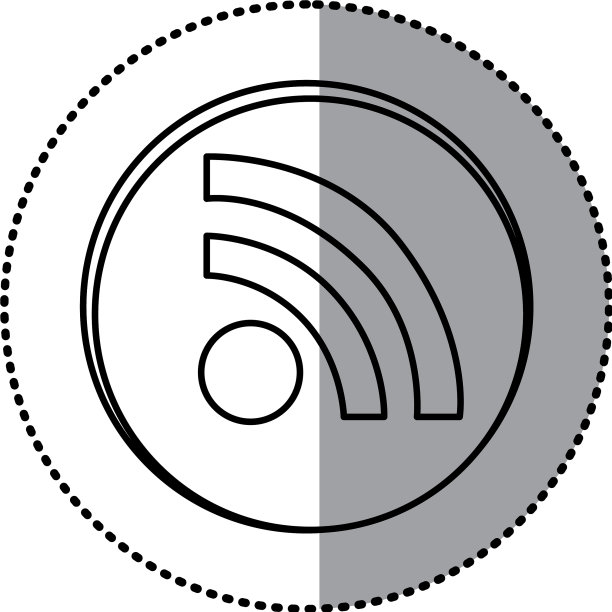 单色轮廓圆形WiFi贴纸图片下载