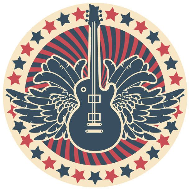 圆形标志与吉他为一个摇滚节日图片下载