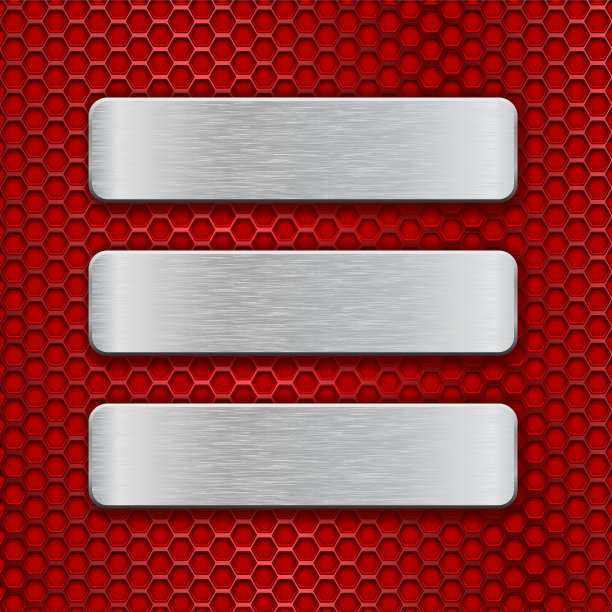 金属矩形拉丝板上有红色穿孔图片下载