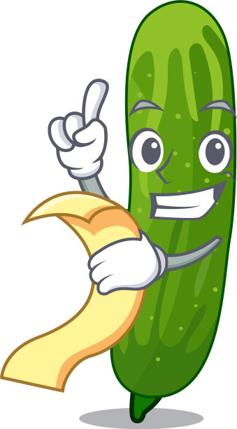 与菜单新鲜黄瓜孤立在卡通图片下载