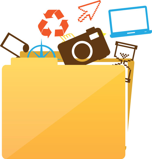 彩色剪影文件夹与个人档案图片下载