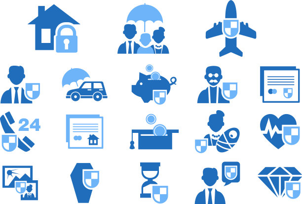 各种保险蓝色图标集保险之图片下载