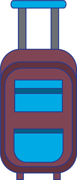 旅行行李与车轮卡通隔离图片下载