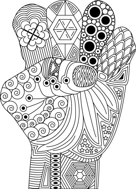 一种象征胜利或幸运的禅宗纠葛手势图片下载