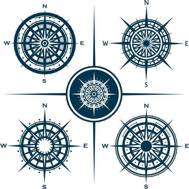 一组孤立的罗盘玫瑰或风玫瑰图片下载