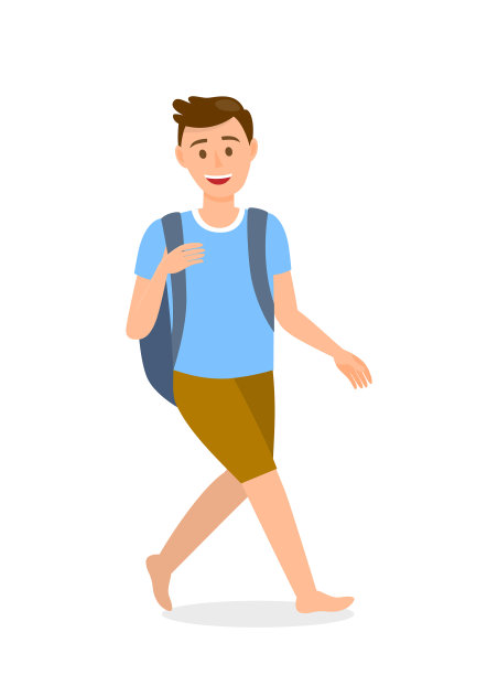 光脚男人与背包卡通人物图片下载