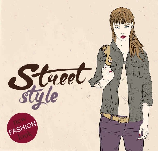 时尚少女手绘图片下载