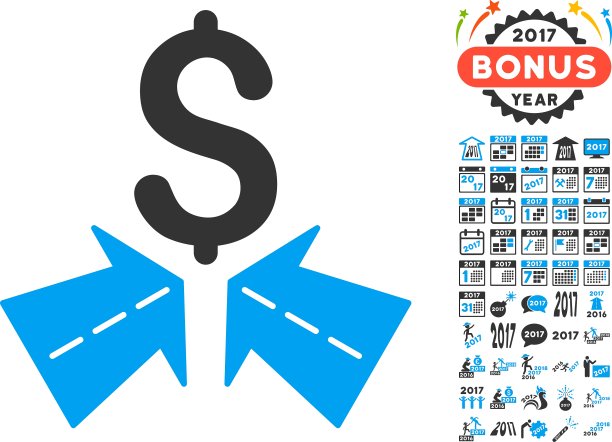 成功之路图标与2017年奖金象形图图片下载