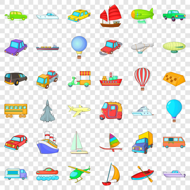 车辆图标设置卡通风格图片下载