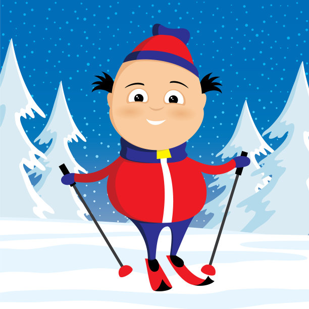 冬季森林里的滑雪者图片下载