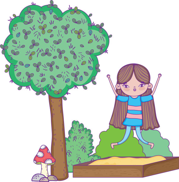 小女孩在风景中图片下载