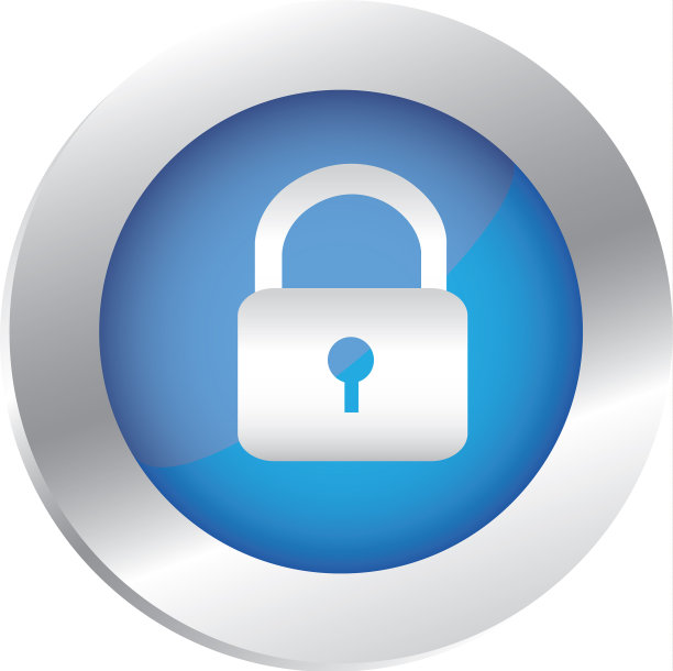 带有挂锁图标的彩色圆形徽章图片下载