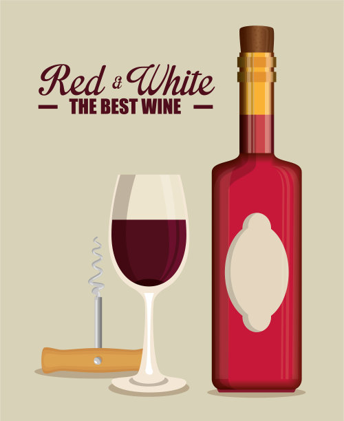 红酒瓶和杯子的标签图片下载