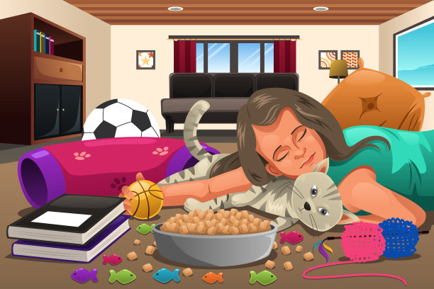 小女孩抱着她的猫图片下载