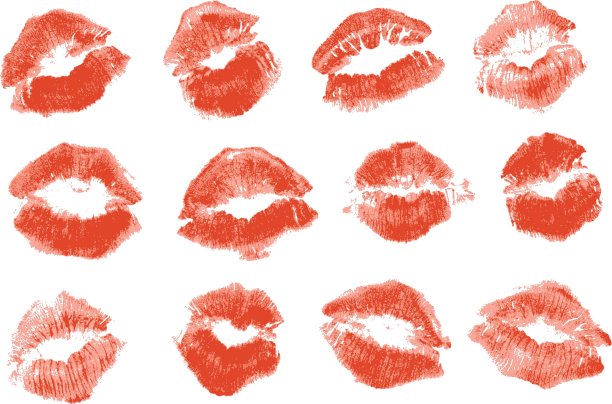 红唇之吻孤立在白色背景上图片下载