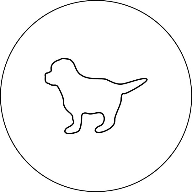 圆形黑色小狗图标图片下载