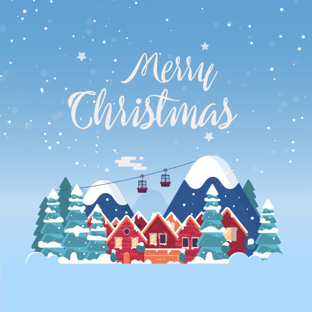 卡通雪屋与乡村小屋设置图片下载