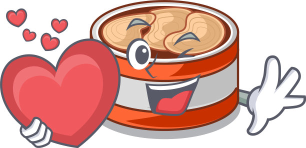 卡通形状的心形金枪鱼罐头图片下载