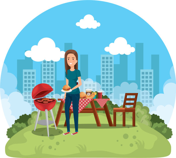 野餐会上的年轻女子图片下载