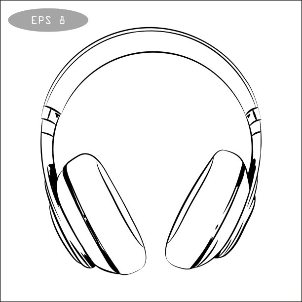 手绘的耳机草图图片下载