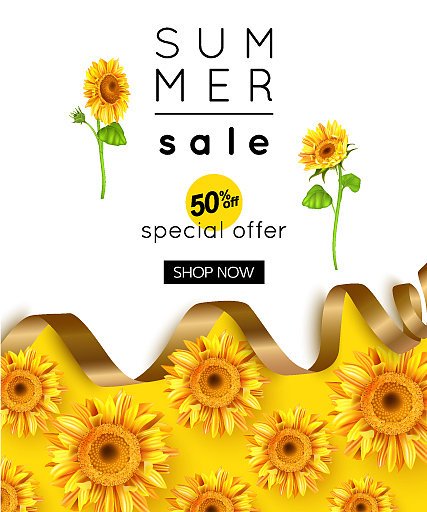 用向日葵设计夏季销售横幅图片下载
