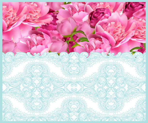 牡丹花和精致的蕾丝卡春光明媚图片下载