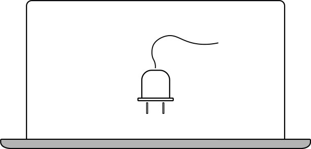 带有电源插头的笔记本电脑屏幕图标图片下载