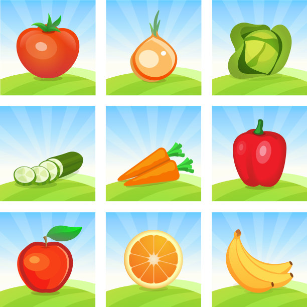 图标设置的蔬菜和水果在风景图片下载