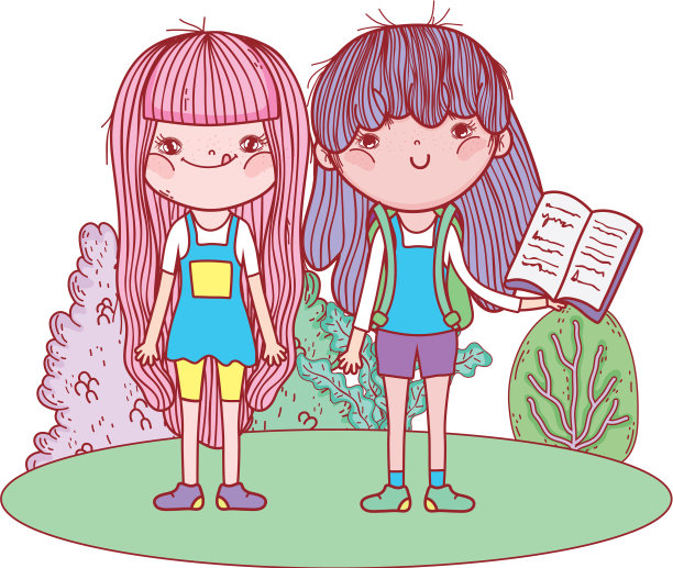 快乐的小女孩在风景里看书图片下载