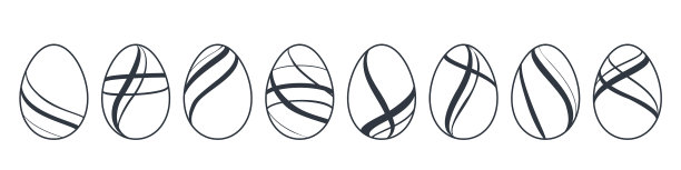 复活节蛋图标黑色蛋孤立的白色图片下载