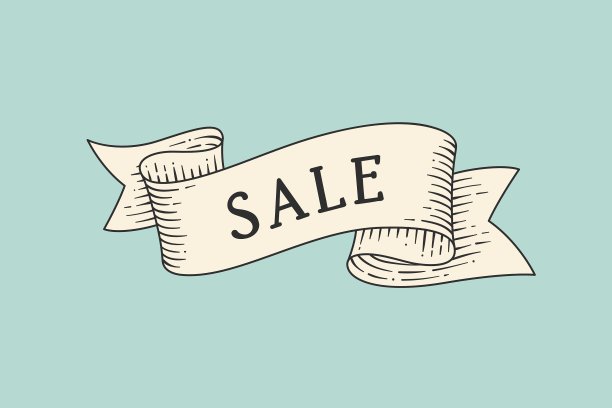 贺卡与丝带和文字销售图片下载