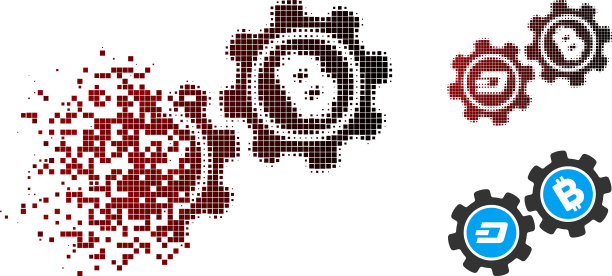 闪耀像素半色调dash比特币齿轮图标图片下载