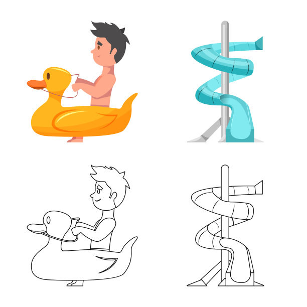 游泳池和游泳图标设置图片下载